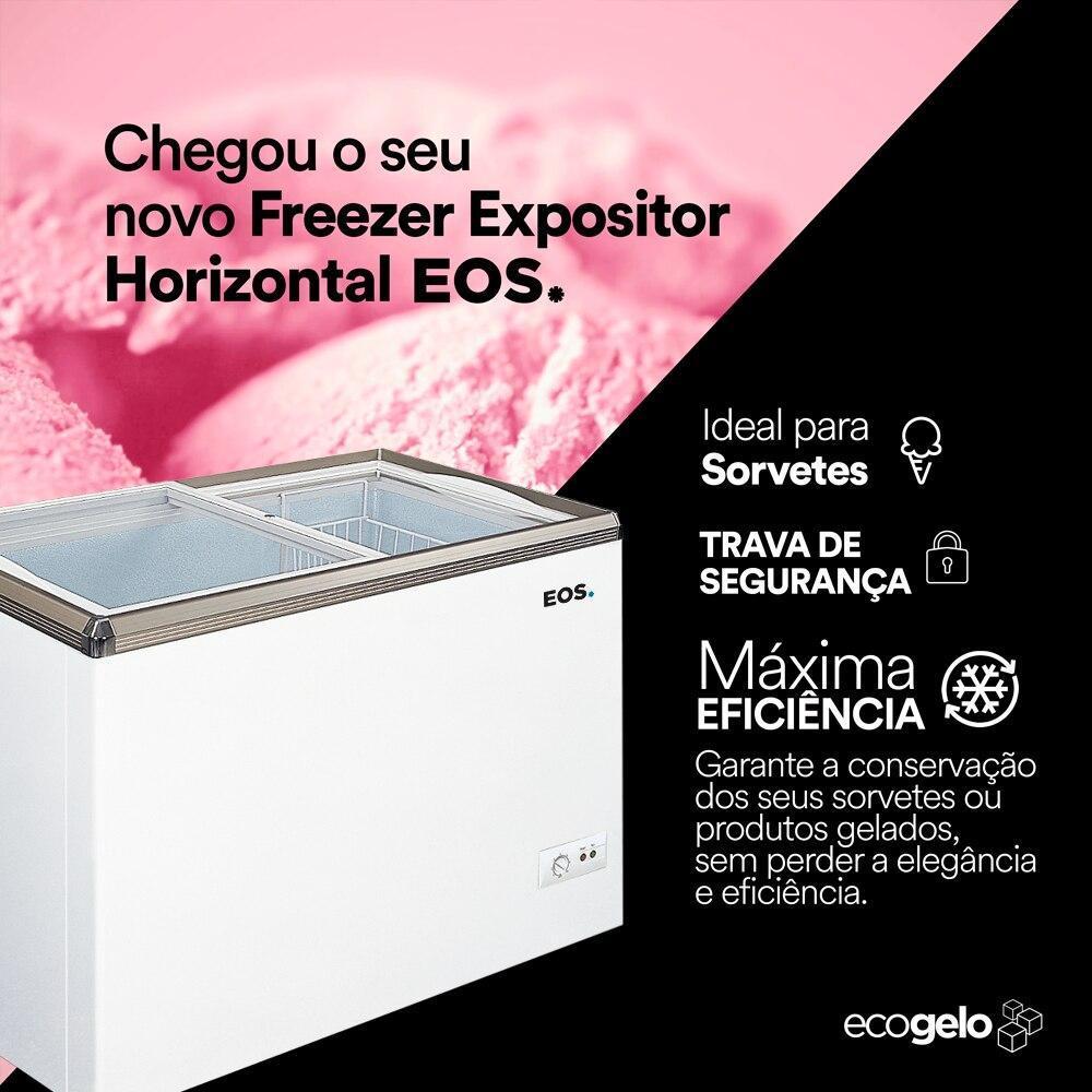Freezer Expositor Horizontal Eos 120 Litros Eco Gelo Com Tampa De Vidro Eeh120xx 220V