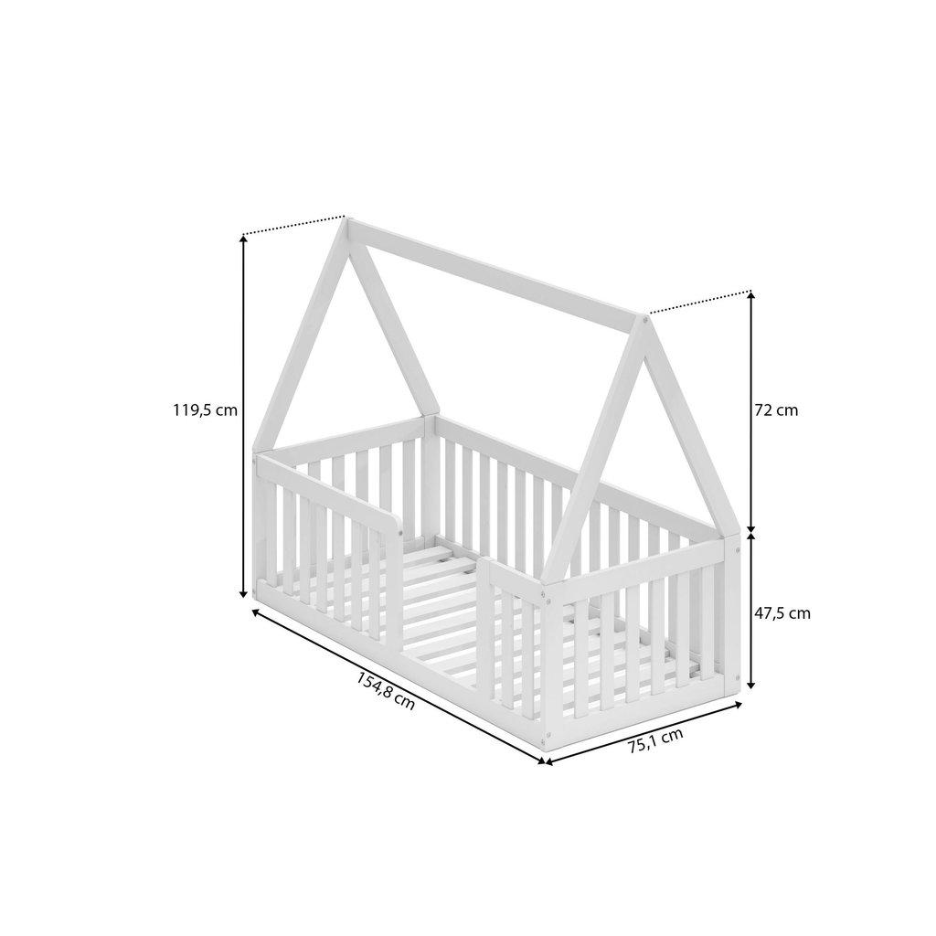Mini Cama Montessoriana Com Grade E Telhado Giulia Casatema Madeiraoriginals Branco
