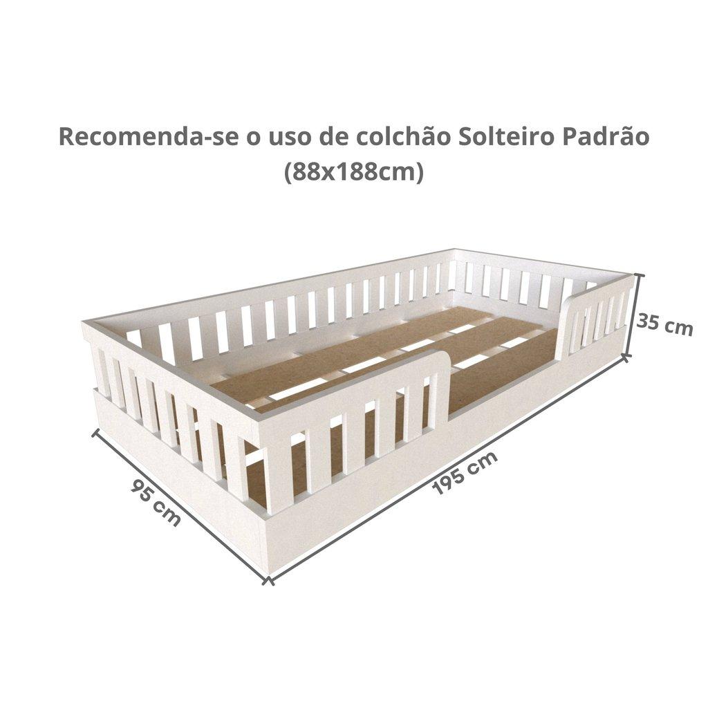 Cama Infantil Montessoriana Solteiro Sol Branco