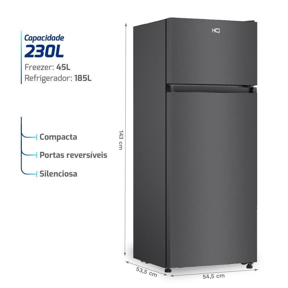 Geladeira Refrigerador Hq Defrost 230 Litros Preto Hq-230rdfs