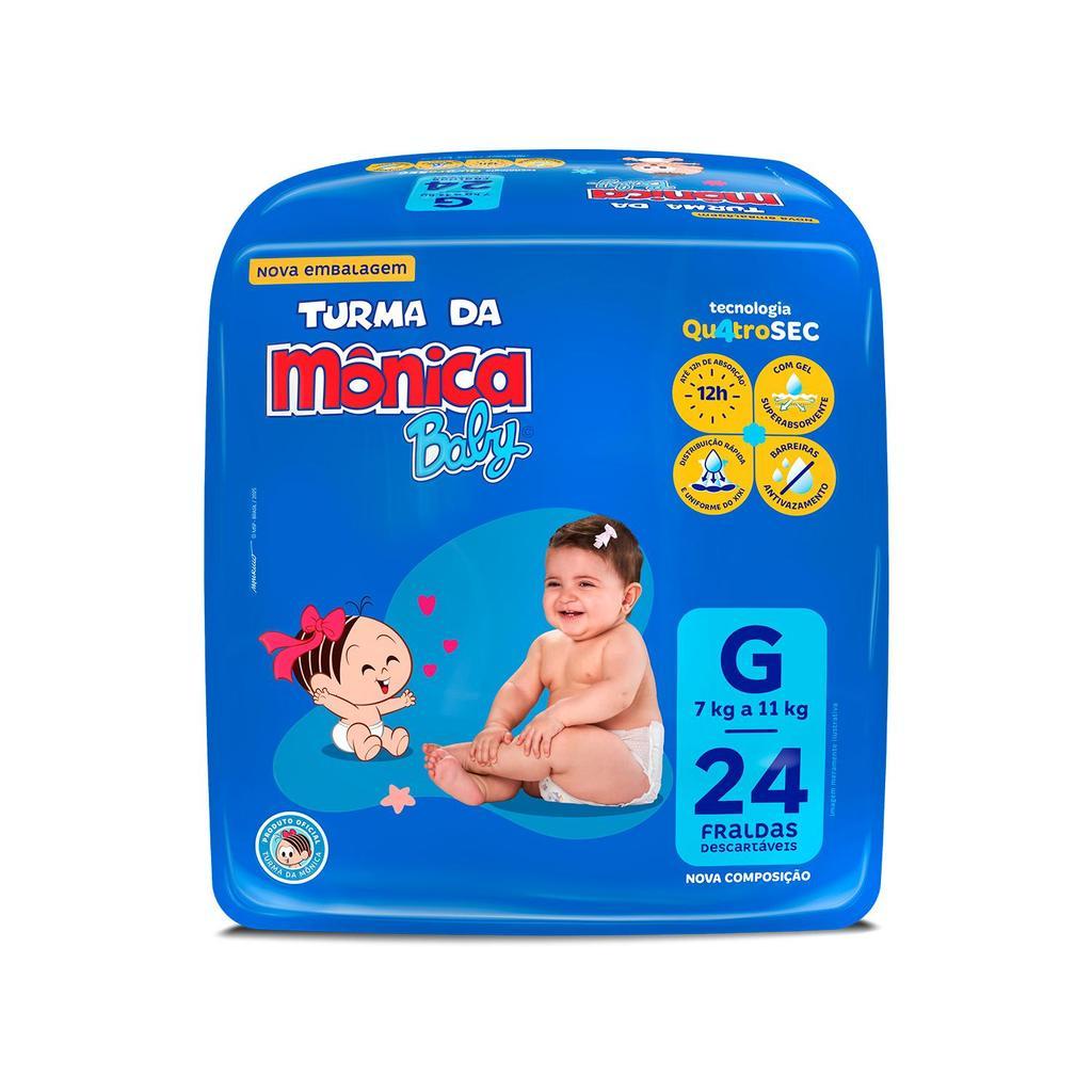 Kit 6 Fraldas Turma Da Mônica Baby Jumbo G Com 24un Cada