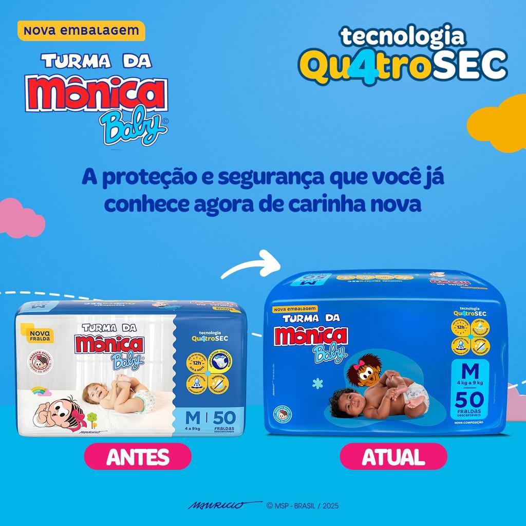 Fralda Turma Da Mônica Baby Mega M Com 50un