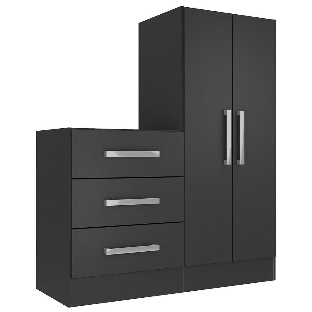 Cômoda Para Quarto 3 Gavetas 2 Portas Dunas Preto Yescasa Preto