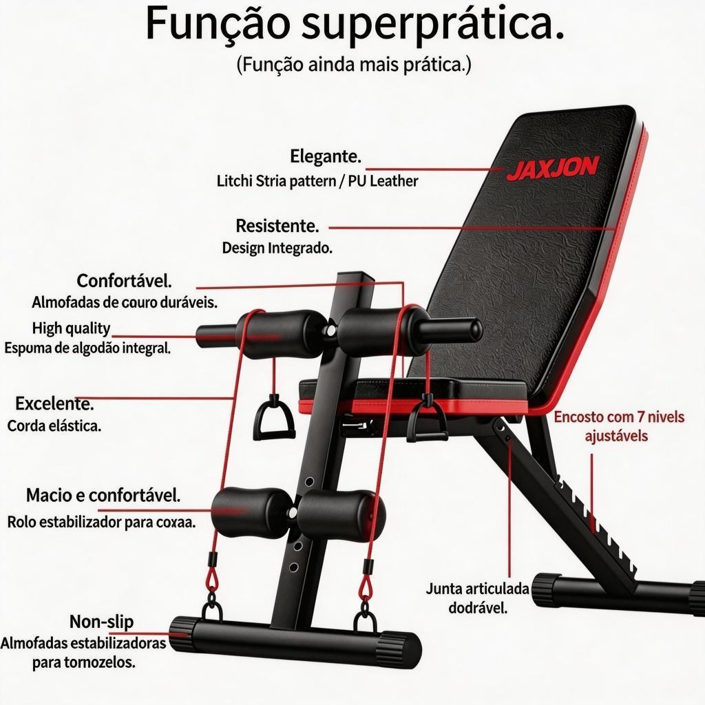Banco Banqueta De Musculação E Academia Regulável Carga 400kg 6x1 Reto Declinado Inclinado 7 Graus Para Treinos
