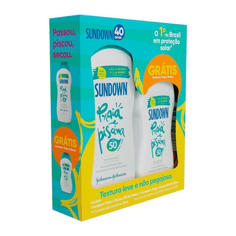 Kit Protetor Solar Corporal Sundown Praia E Piscina Fps50 200ml + Praia E Piscina Fps50 100ml