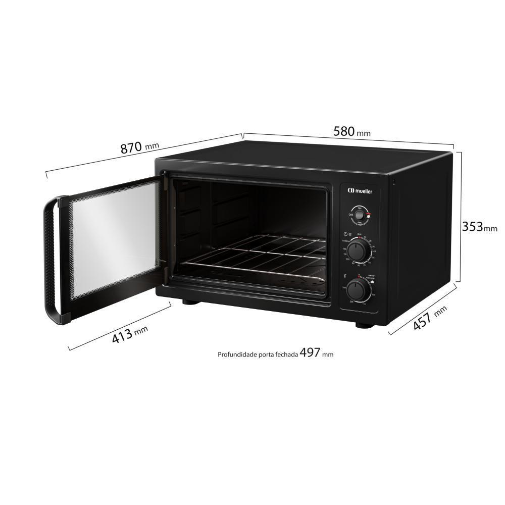 Forno Elétrico De Bancada Mueller 50L Com Grill Dourador 1800w Preto Fosco 220V - Mfb50b