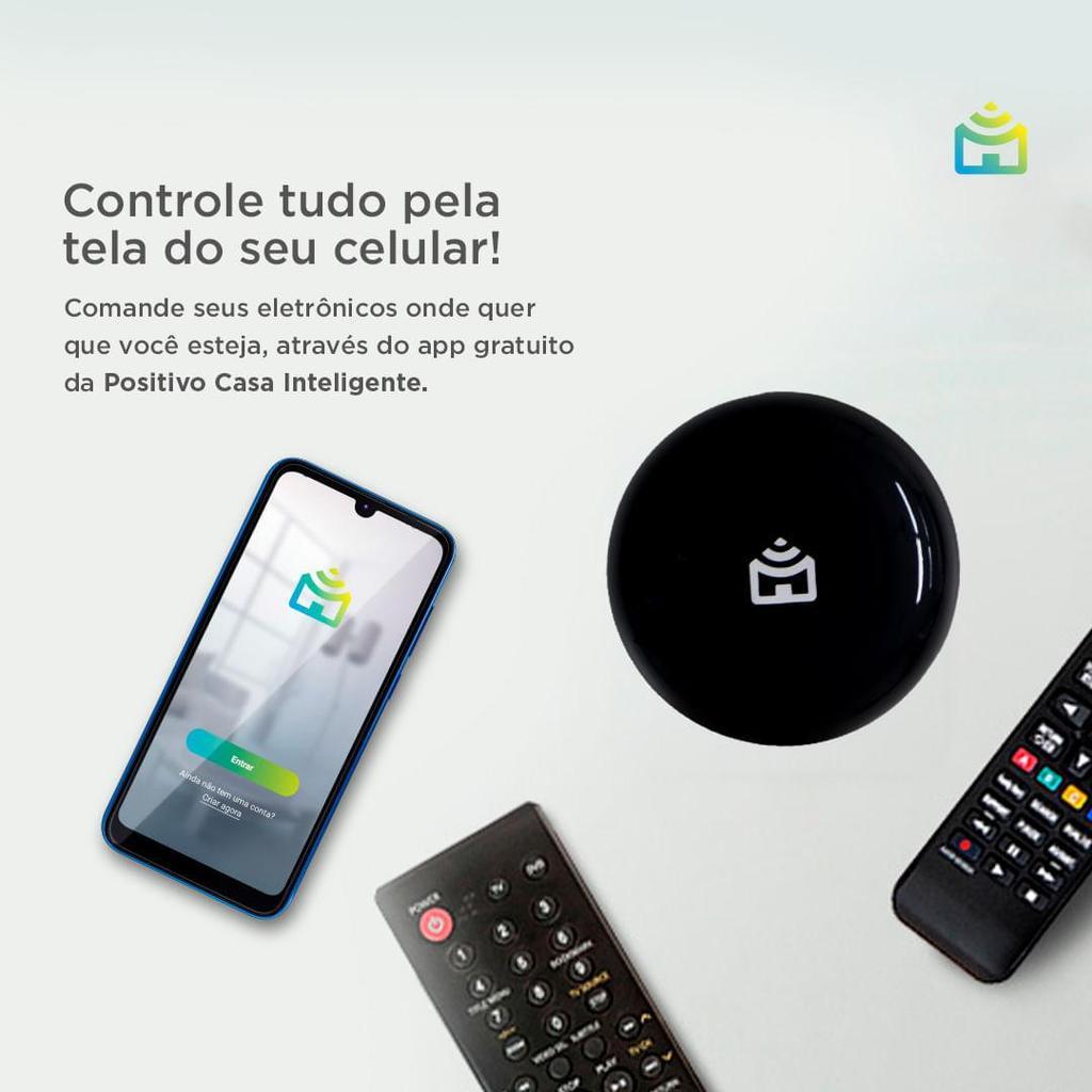 Smart Controle Universal Wi-fi Positivo Casa Inteligente - Cobertura 360 - Alcance 8m - Alimentação Micro USB