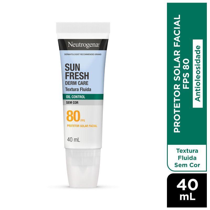 Protetor Solar Facial Neutrogena Sun Fresh Derm Care Oil Control Textura Fluida Fps80 Sem Cor 40ml