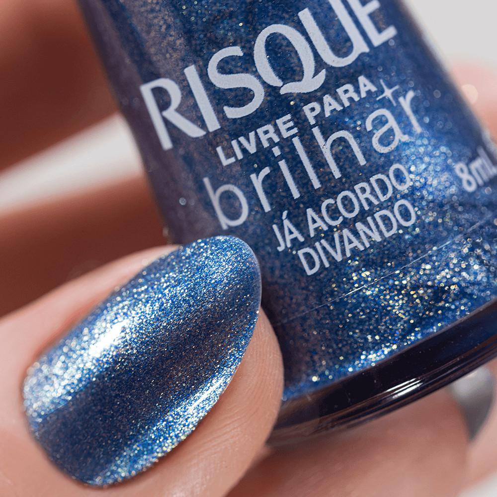 Esmalte Risqué Livre Para Brilhar Azul Metálico Já Acordo Divando
