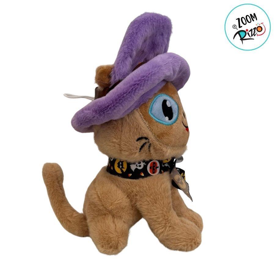 Gato De Pelúcia Com Chapéu De Bruxa - Marrom - 25cm - 1 Unidade - Rizzo