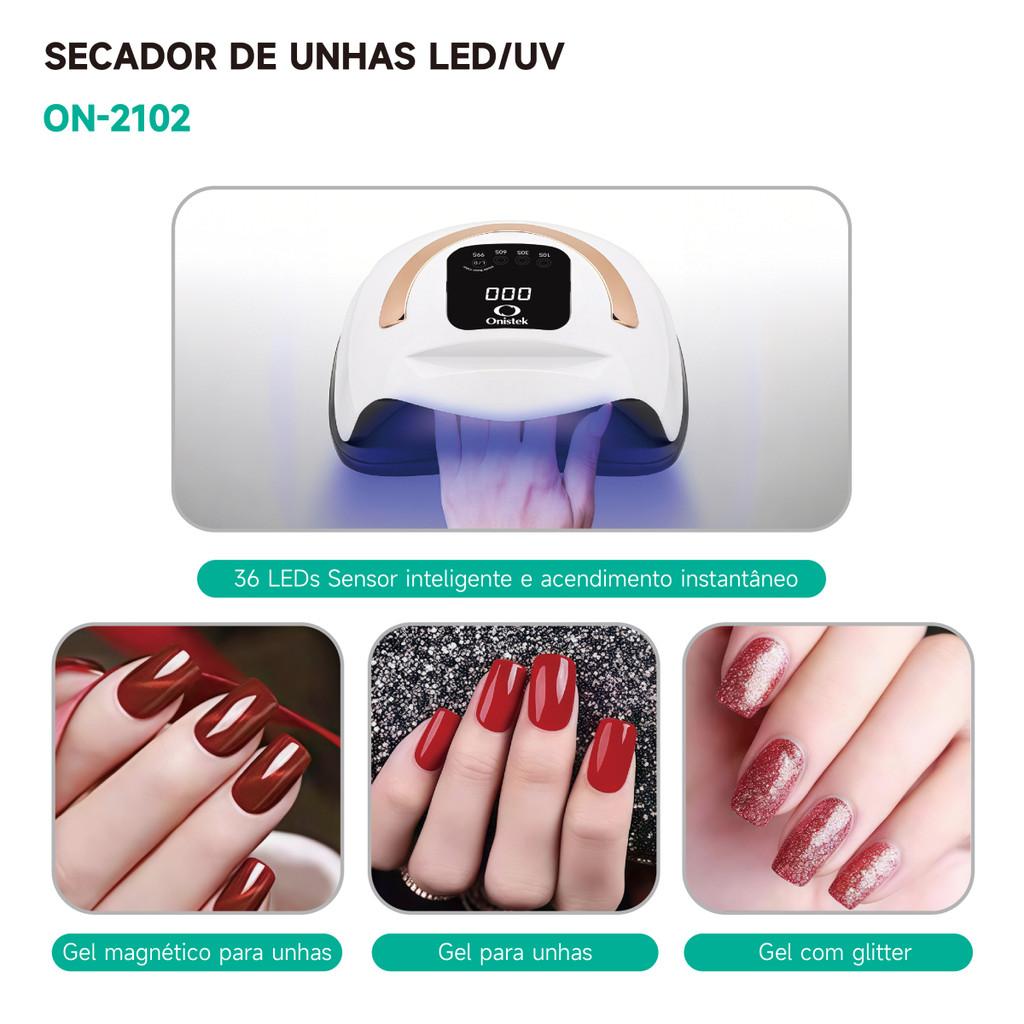 Secador De Unhas LED Uv 168W Com Sensor Automático E Suporte Para Celular Secagem Rápida