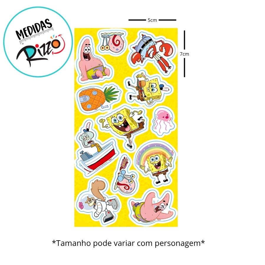Adesivo Decorativo - Bob Esponja - 5x7cm - 12 Unidades - Regina - Rizzo