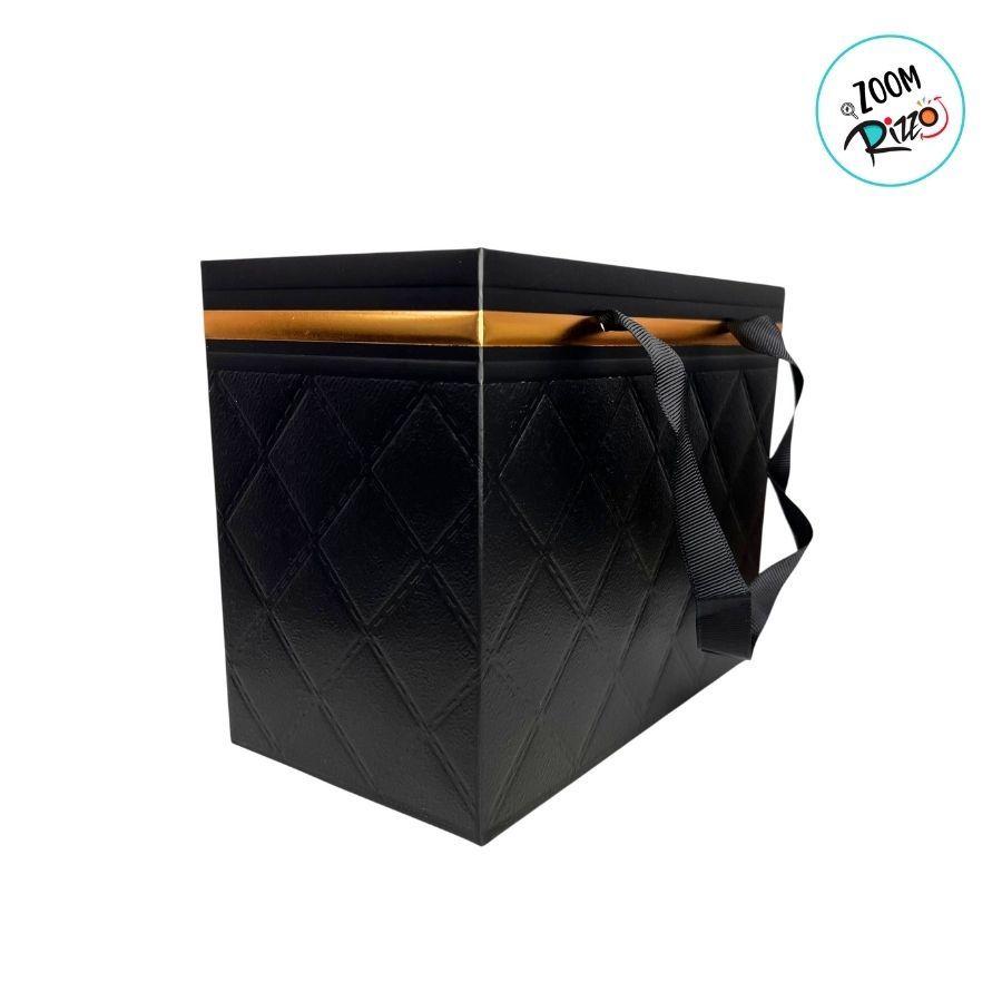 Sacola De Papel Com Alça De Nylon - Preta - 18x15x10cm - 10 Unidades - Rizzo