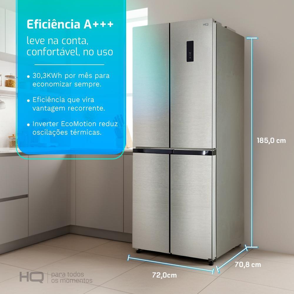 Geladeira Refrigerador Hq Frost Free Inverter Multidoor 426 Litros Inox Hq-426mdff
