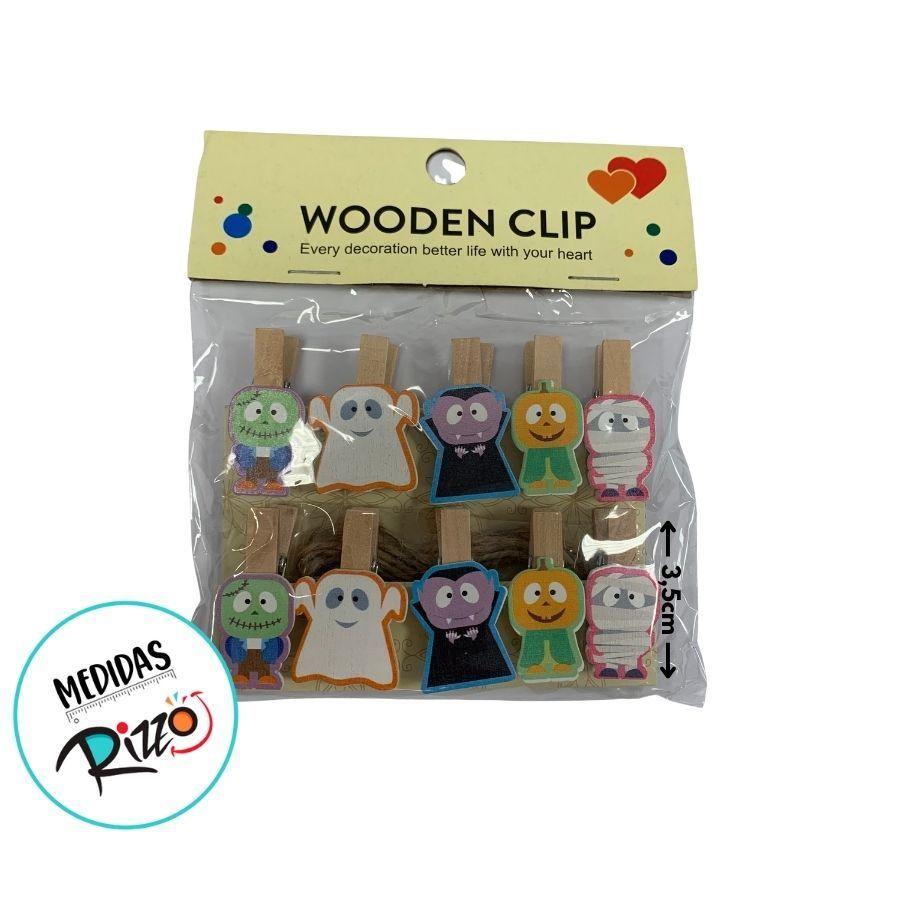 Mini Pregador Decorativo De Hallowen Com Varal - Monstros - 10 Unidades - Rizzo