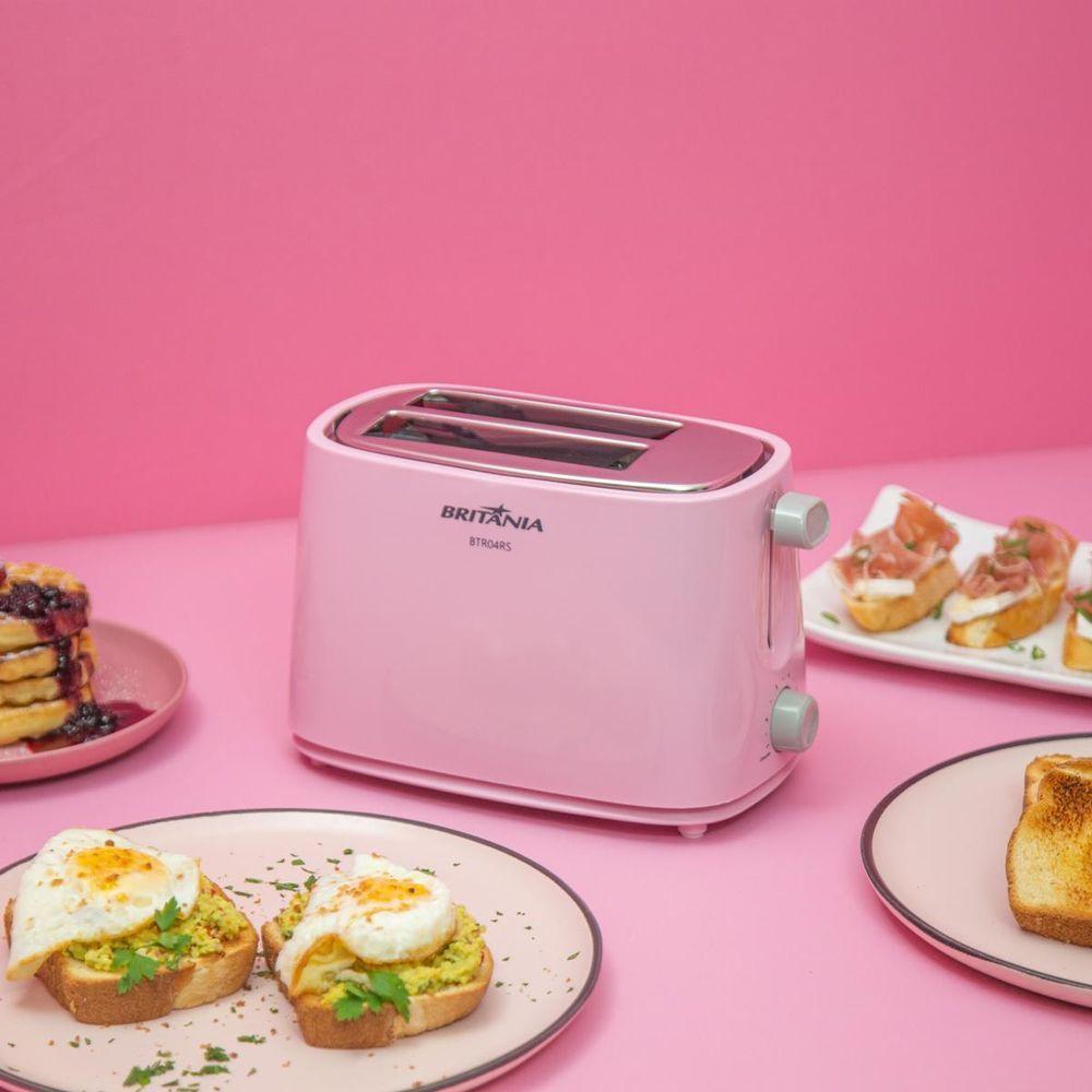 Torradeira Rosa Britânia 6 Níveis De Tostagem 750W Btr04rs 110V