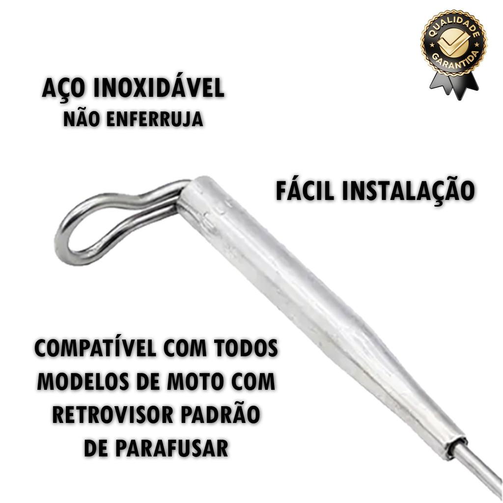 Kit Par Antena Fixa Corta Linha Pipa Fixação Retrovisor Moto Fixa Inox