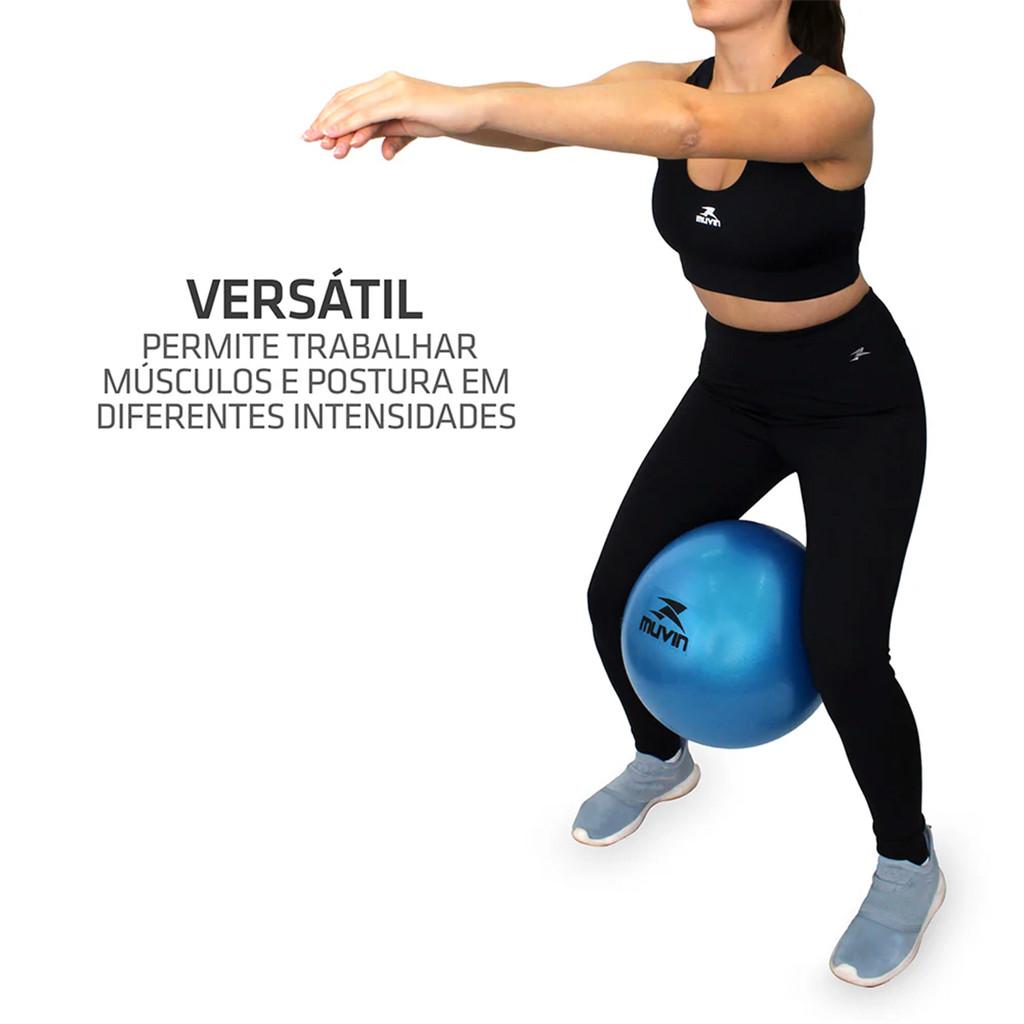 Bola De Pilates Overball Azul 25cm Muvin Para Treino Funcional Yoga Alongamento E Fisioterapia