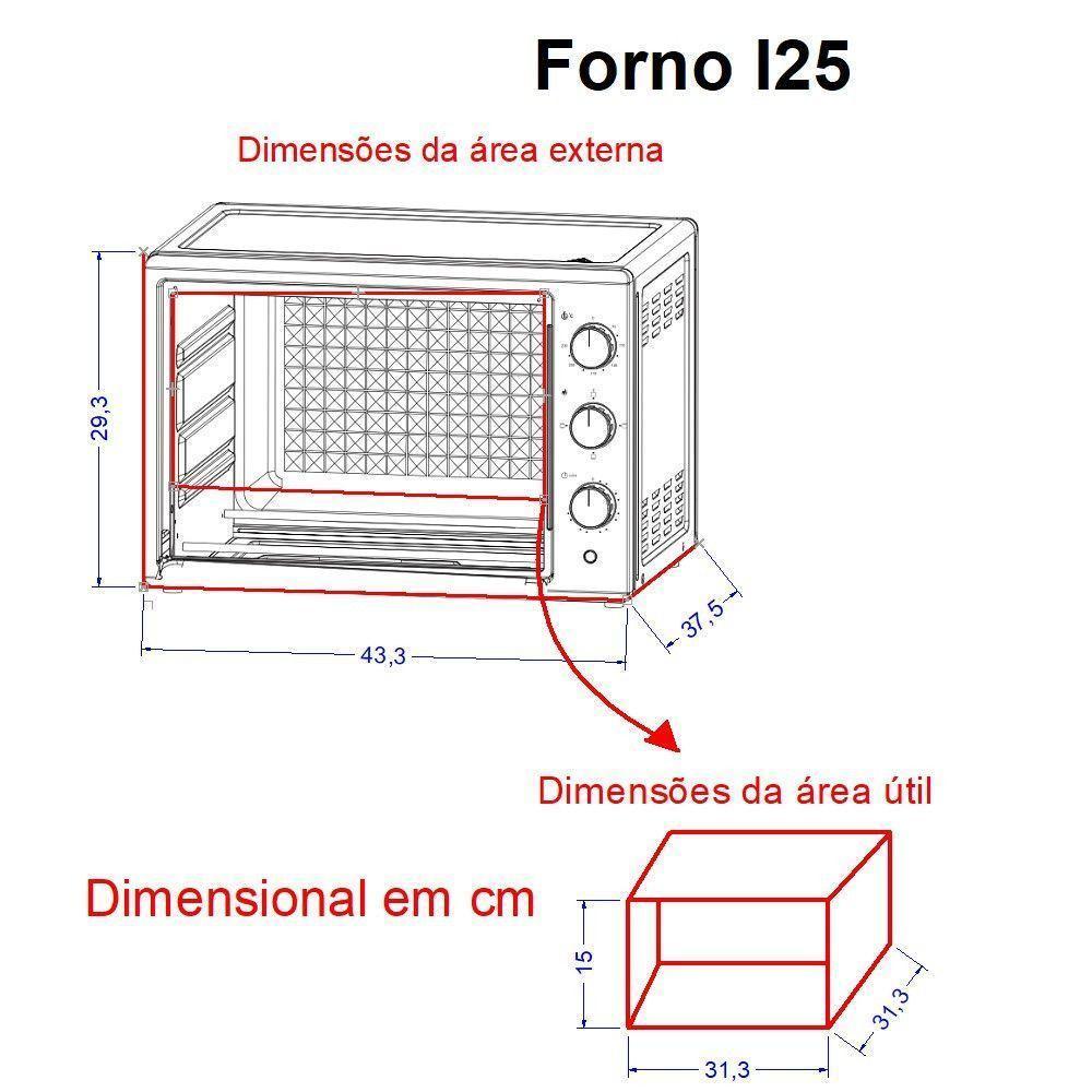 Forno Elétrico De Bancada 25 Litros Fogatti Black I25 Preto 220V