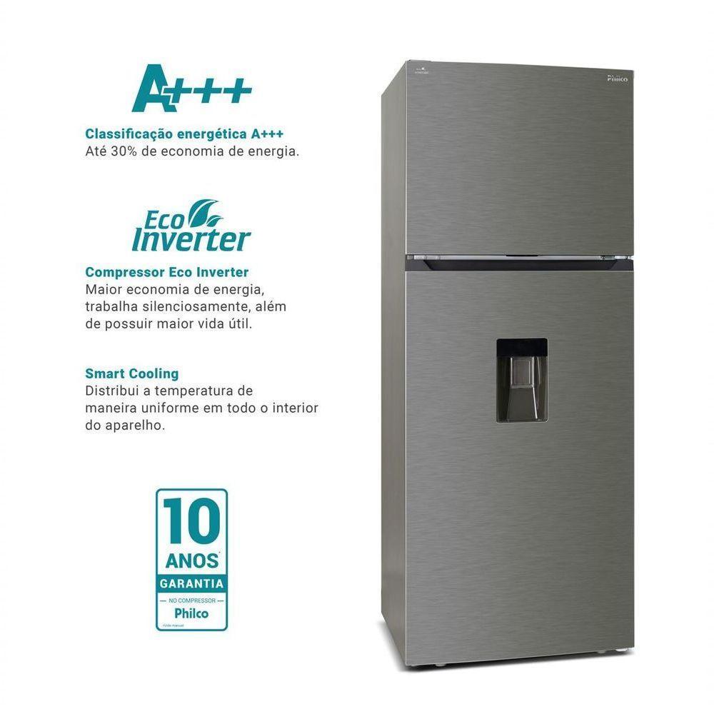 Geladeira 413L Philco Eco Inverter Duplex Inox Prf501ti 110V