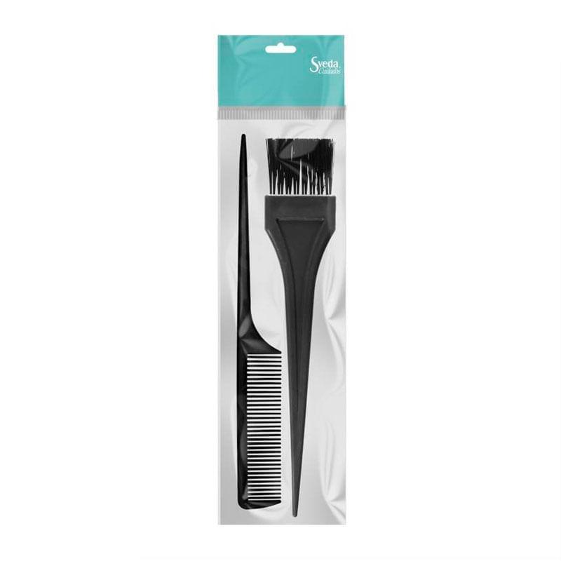 Kit 1 Pincel Sveda Hair + 1 Pente Fino Para Tintura