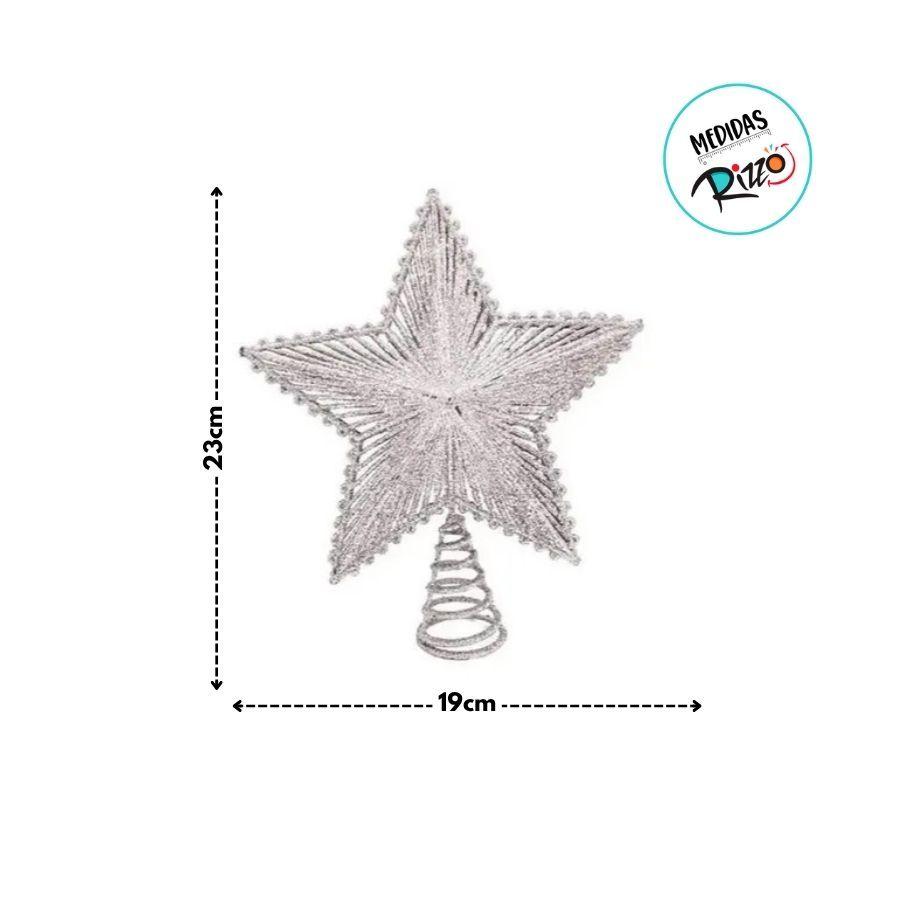 Topo Estrela Para Árvore De Natal - Prata - 23x19cm - 1 Unidade - Rizzo