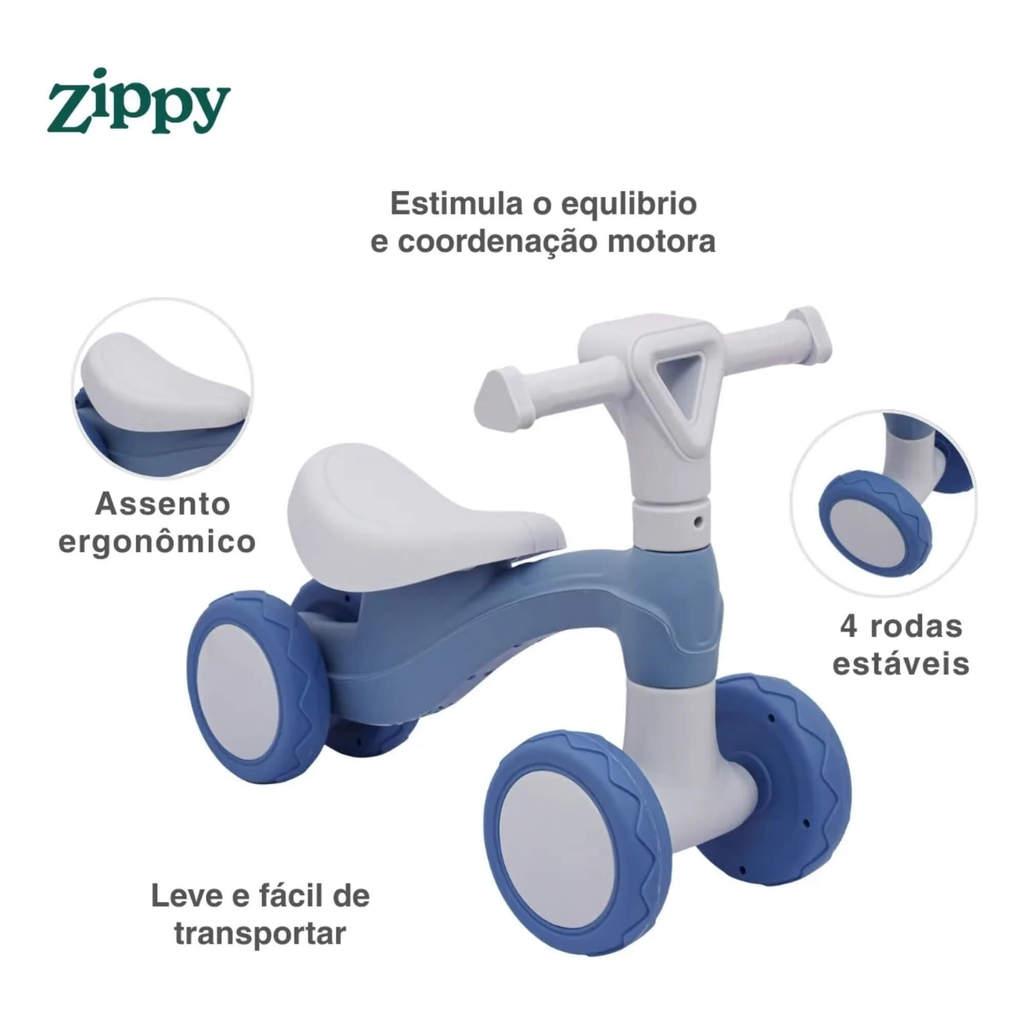 Bicicleta Andador Infantil Equilíbrio Sem Pedal 4 Rodas Azul Zippy Toys