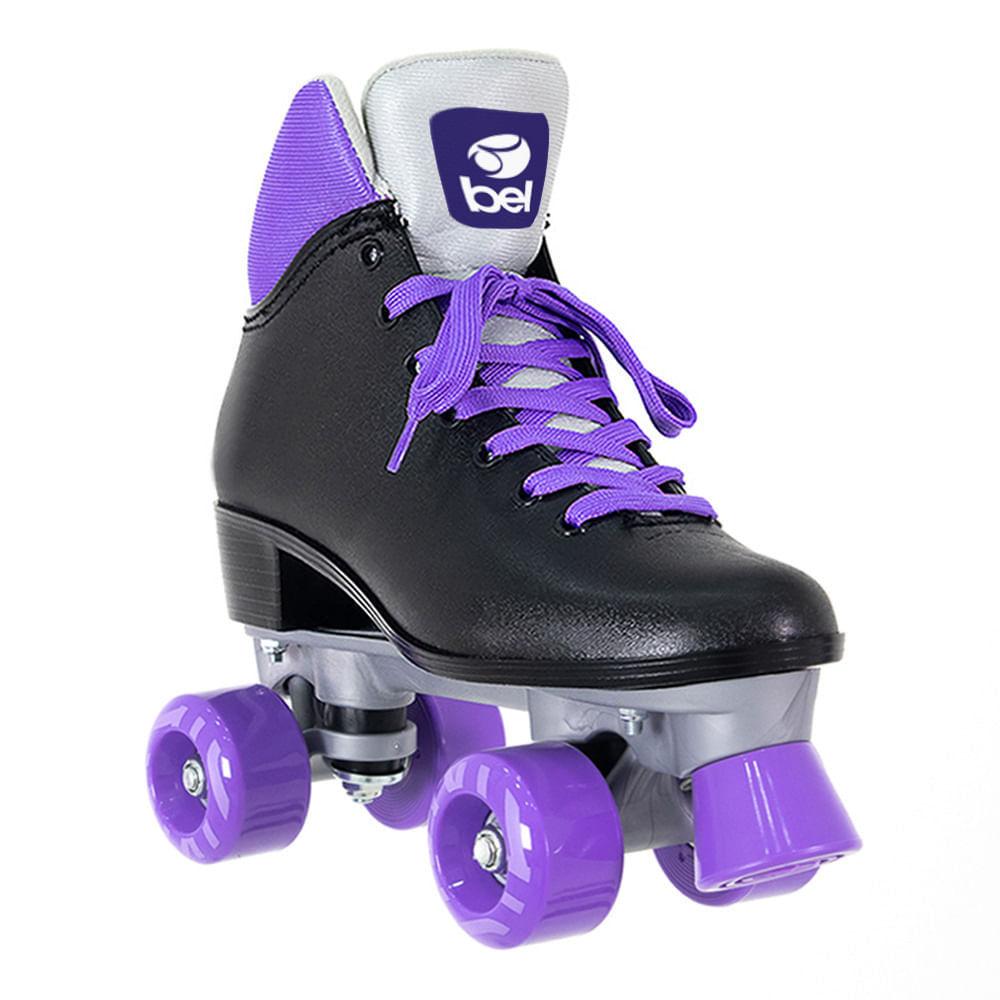 Patins Quad Retrô Basic Preto Roxo Bel