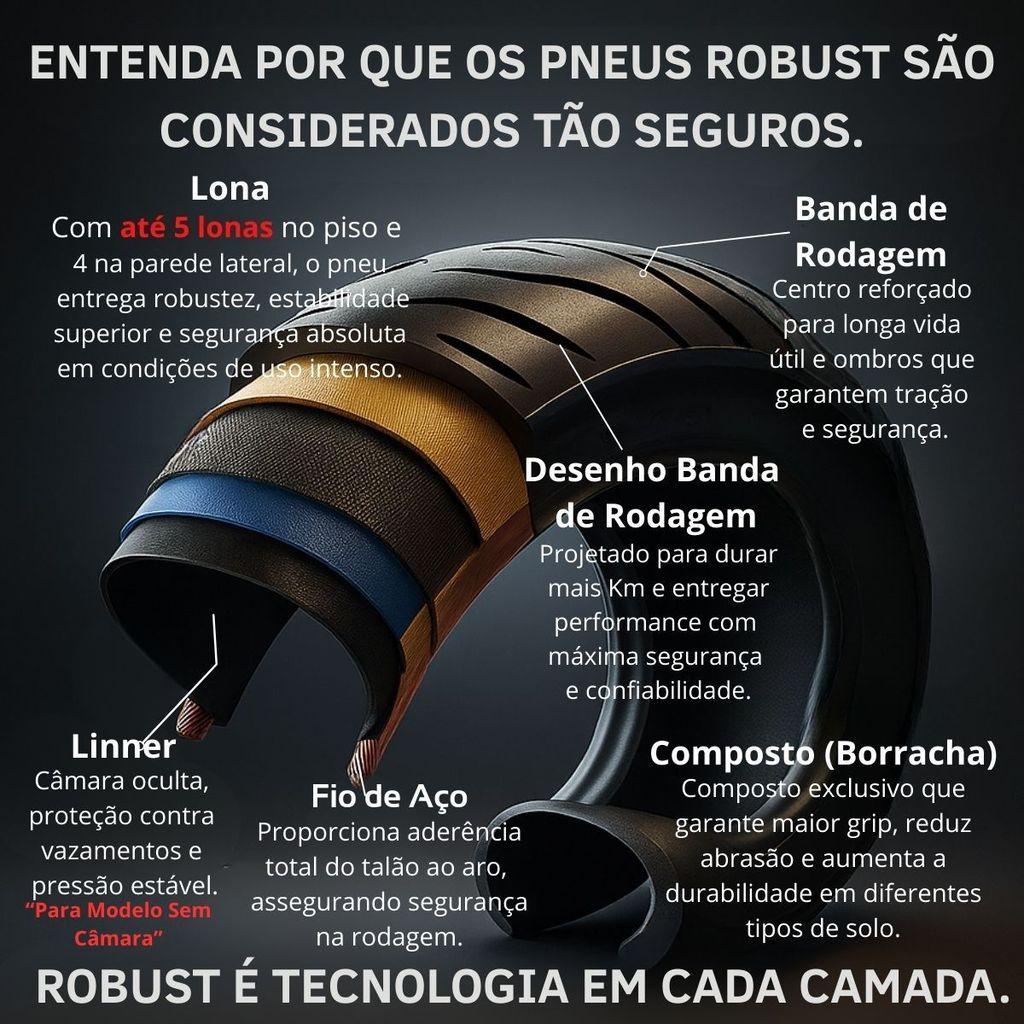 Kit Pneu Moto 80/100-18 E 100/90-18 Dianteiro E Traseiro Sem Camara Vauhtia Robust
