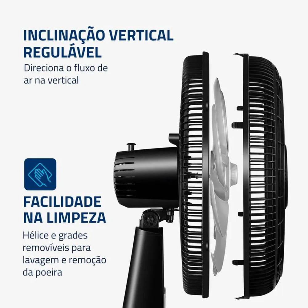 Ventilador De Mesa 40cm Turbo Mondial 140W Preto/prata Nvt-40-8p-b - 127V