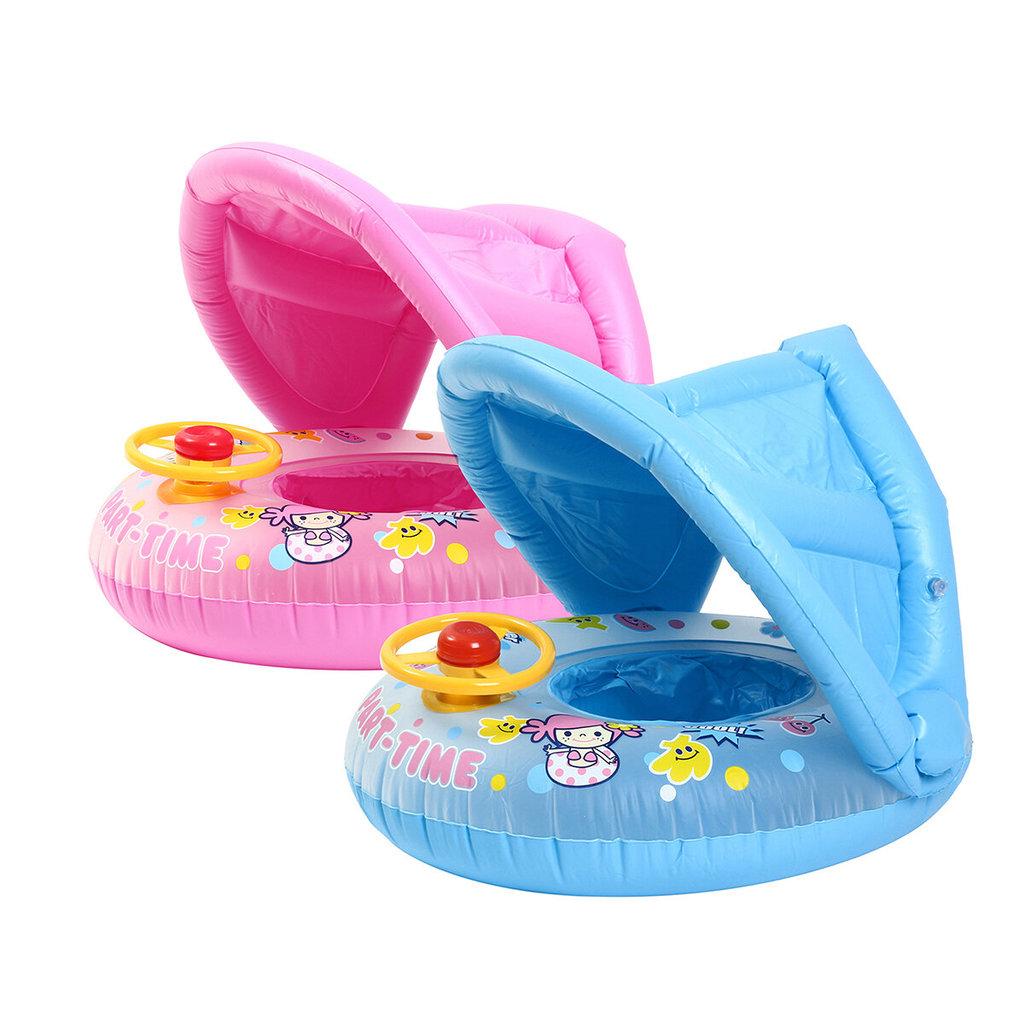 Boia Inflável Infantil Com Cobertura Flutuador Toldo Com Volante Crianças Brinquedo Seguro Tippi