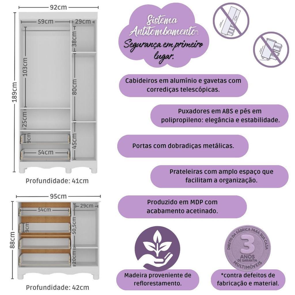 Quarto De Bebê Completo Com Berço Americano 3 Em 1 P/colchão 130x70cm Dengo Multimóveis Com 03 Anos De Garantia