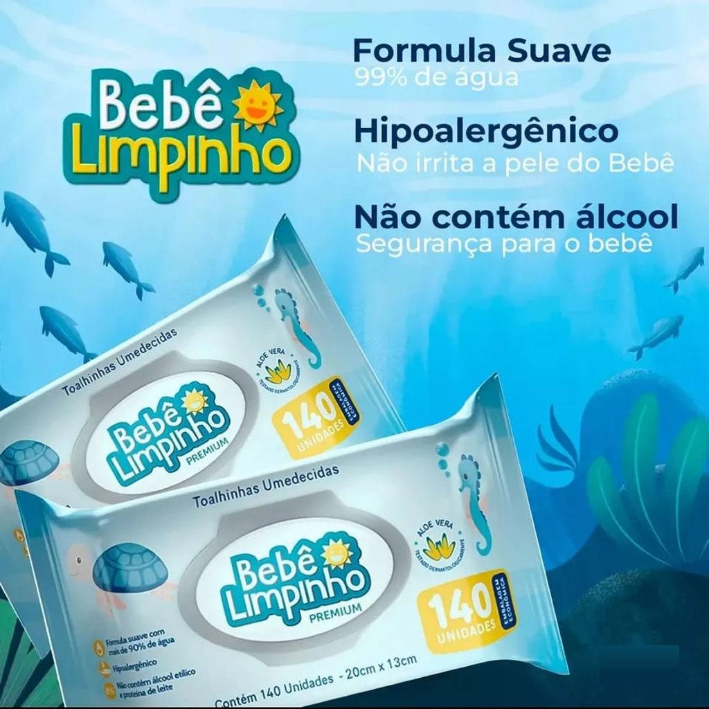Toalha Umedecida Bebê Limpinho Premium 140 Unidades