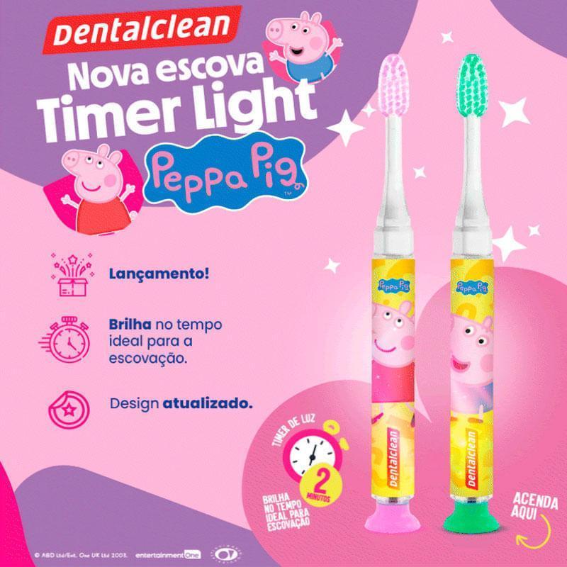 Escova Dental Infantil Dentalclean Peppa Pig Timer De Luz 1 Unidade