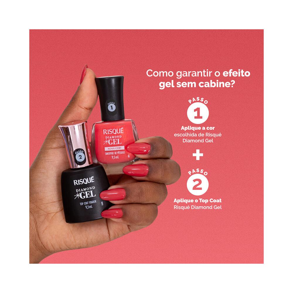 Esmalte Risqué Diamond Gel Nova Cor Smoothie De Pêssego