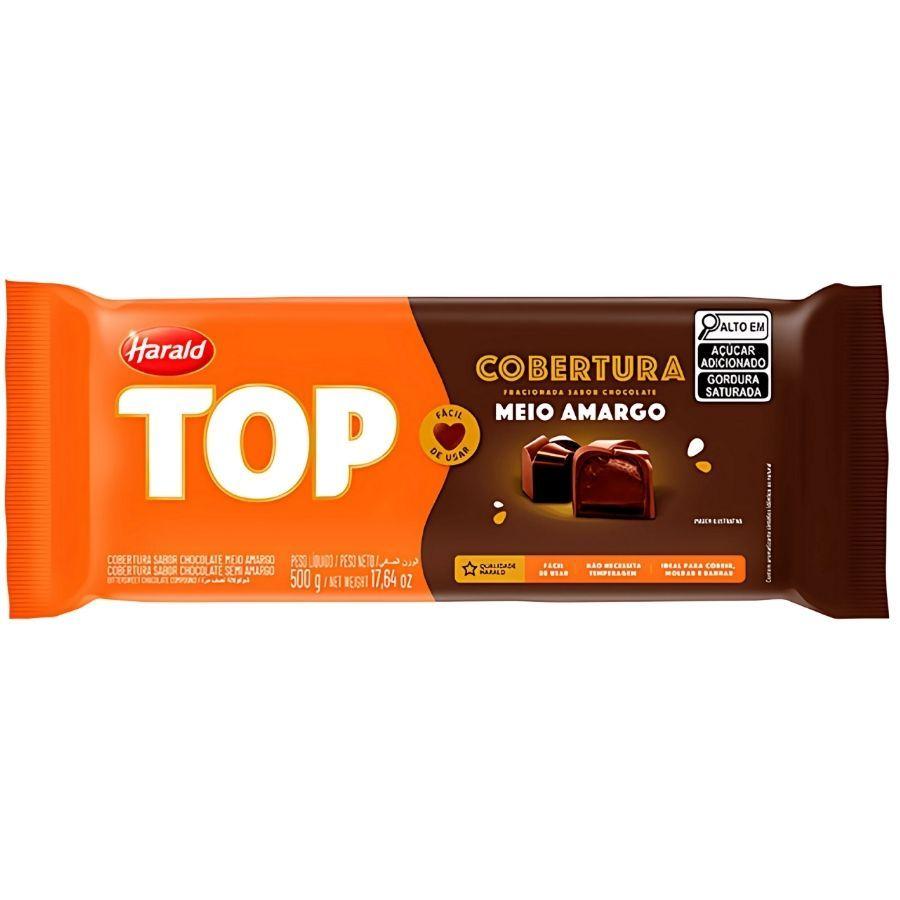 Cobertura Em Barra Fracionada Chocolate Meio Amargo - Top - 500g - 1 Unidades - Harald - Rizzo