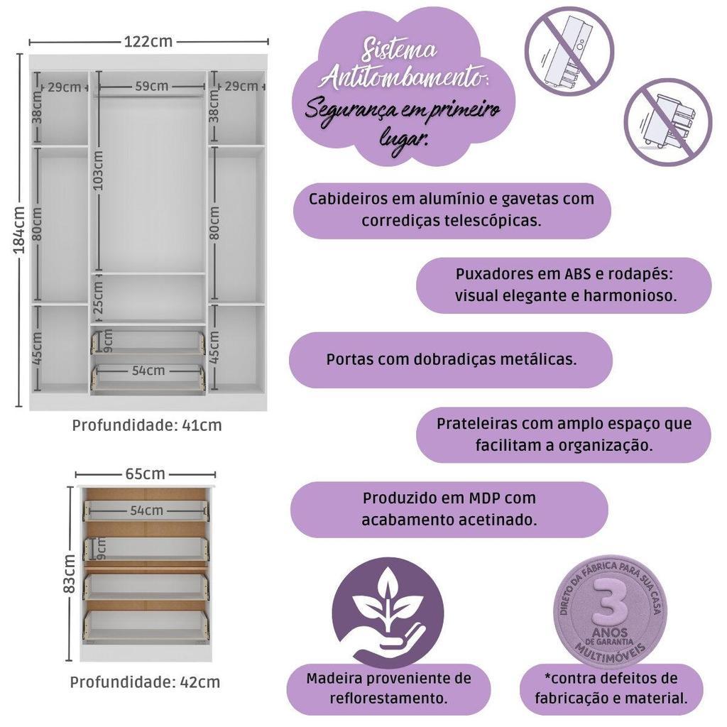Quarto De Bebê Completo Com Berço Americano 3 Em 1 P/colchão 130x70cm Encanto Multimóveis