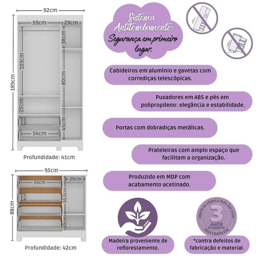 Quarto De Bebê Completo Com Berço Americano 3 Em 1 P/colchão 130x70cm Allegra Multimóveis