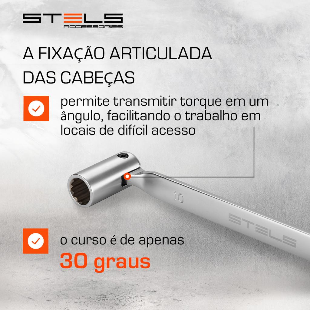 Chave De Aperto Com Soquete Articulada Crv 10-11mm 1PC Stels