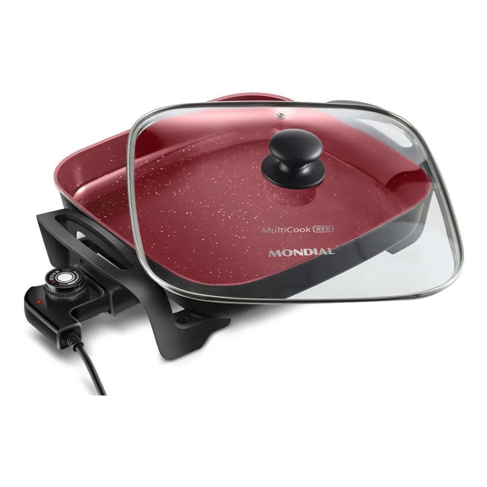 Panela Elétrica Mondial Multicook Premium 1200w Preto/vermelho 127V - Pe-49-rc