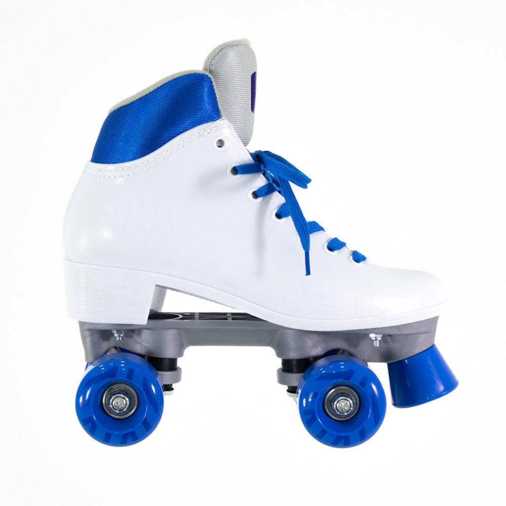 Patins Quad Retrô Basic Branco Azul Bel