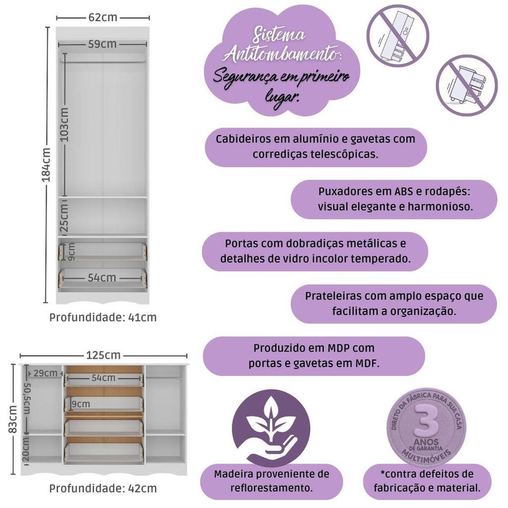 Quarto De Bebê Completo Com Berço Americano 3 Em 1 Doçura Multimóveis