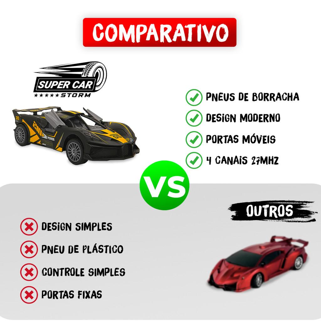 Carrinho Controle Remoto Moderno Speed Portas Abertura Esportivo Brinquedo Infantil Menino