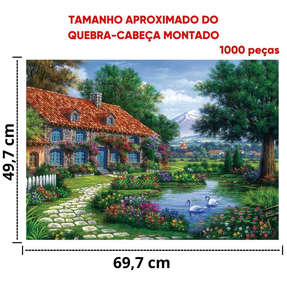 Quebra Cabeça Recanto Dos Cisnes 1000 Peças Grow Puzzle Paisagem Ponto Turístico Quadro Floresta