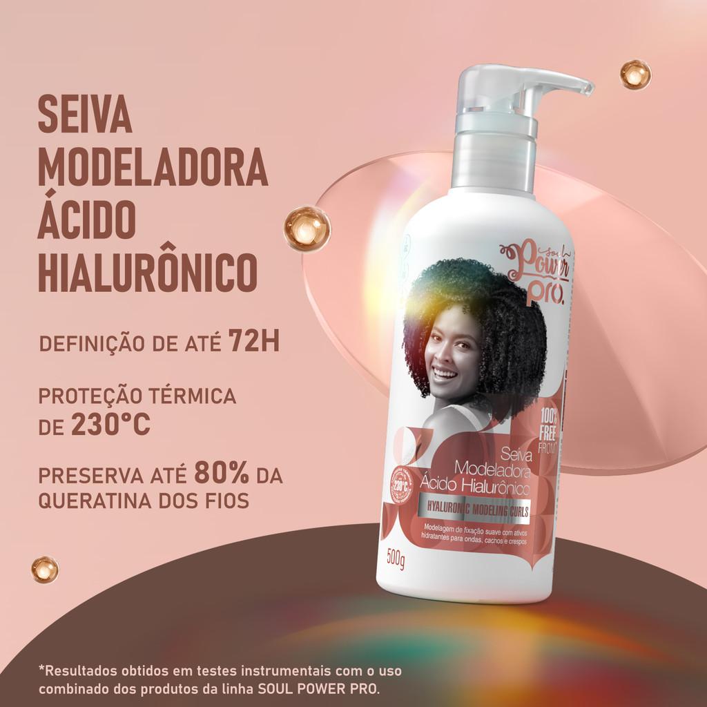 Seiva Modeladora Ácido Hialurônico Soul Power PRO - Fixa Suavemente E Preserva A Definição - 500g