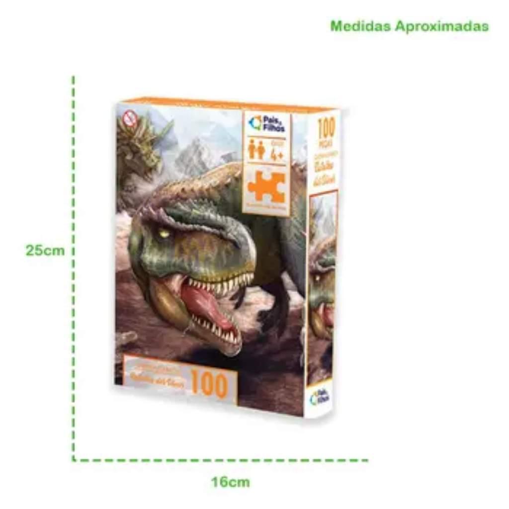 Quebra-cabeça 100 Peças Batalha Dos Dinos Pais E Filhos-1