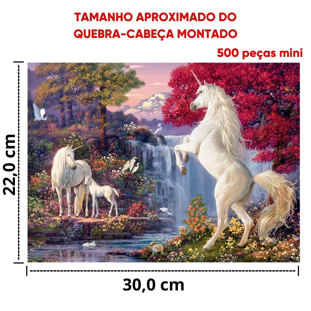 Quebra Cabeça Mini 500 Peças Pequenas Unicórnios Grow Puzzle Cavalo Floresta Paisagem Animais Flores
