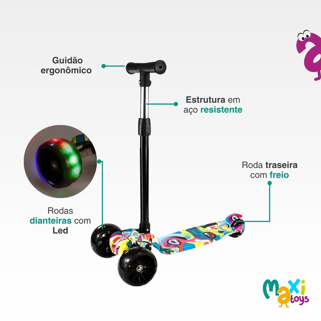 Patinete Infantil Dobrável 3 Rodas Luz LED Trixy Maxi Toys