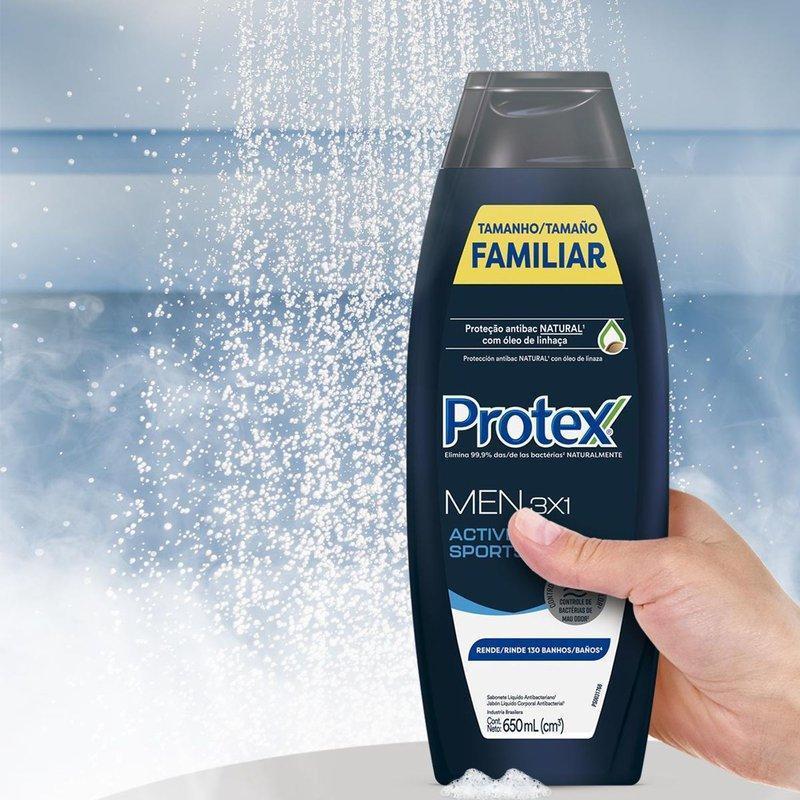 Sabonete Líquido Masculino Protex Men Active Sport 3x1 650ml