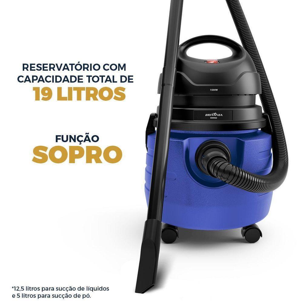 Aspirador De Pó E Água Britânia 19L Função Soprar Base80 220V